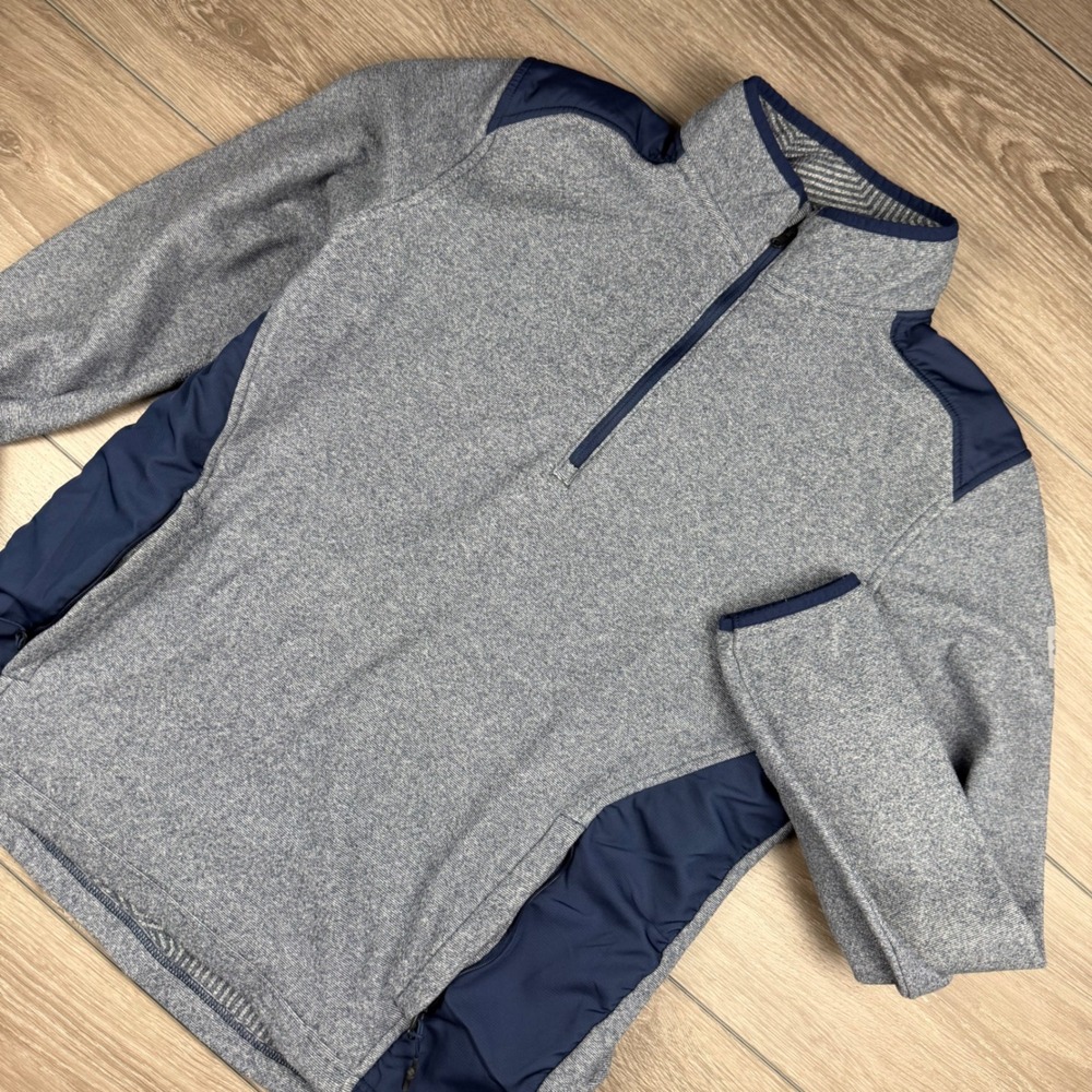 Under Armour Mens Pullover ColdGear 1/4 Zip Heathered Gray Blue Large